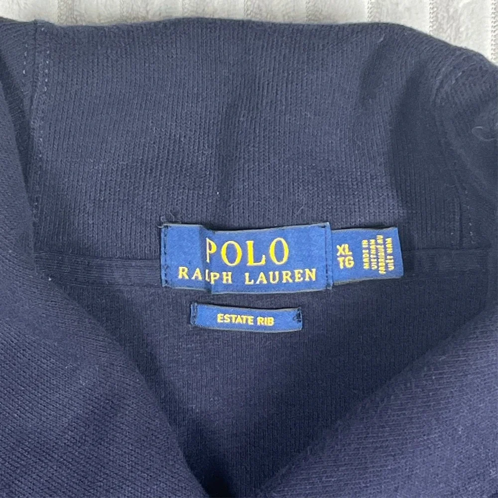 Polo Ralph Lauren Estate Rib Shawl Neck Pullover Sweater Men's XL Navy Preppy‎
